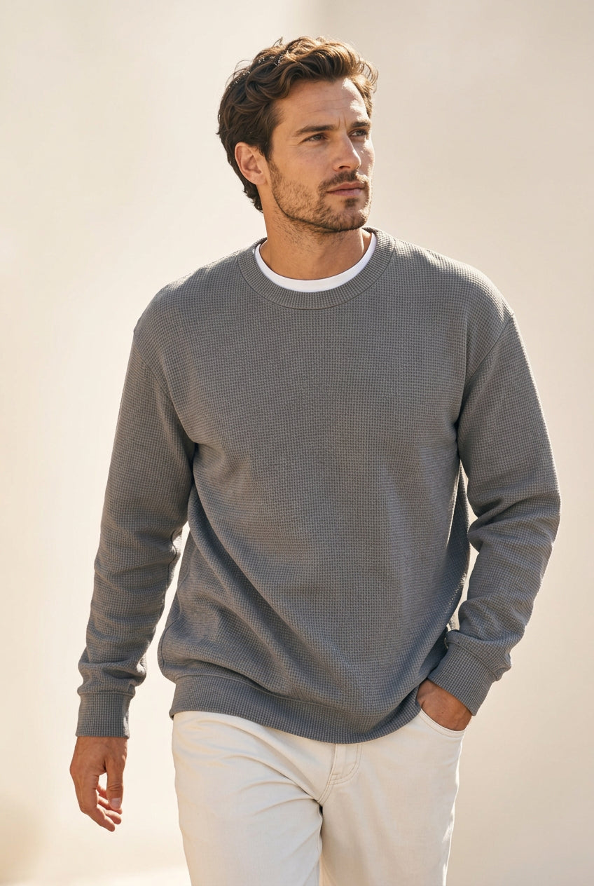 Men's Premium Textured Notched-Neck Pullover