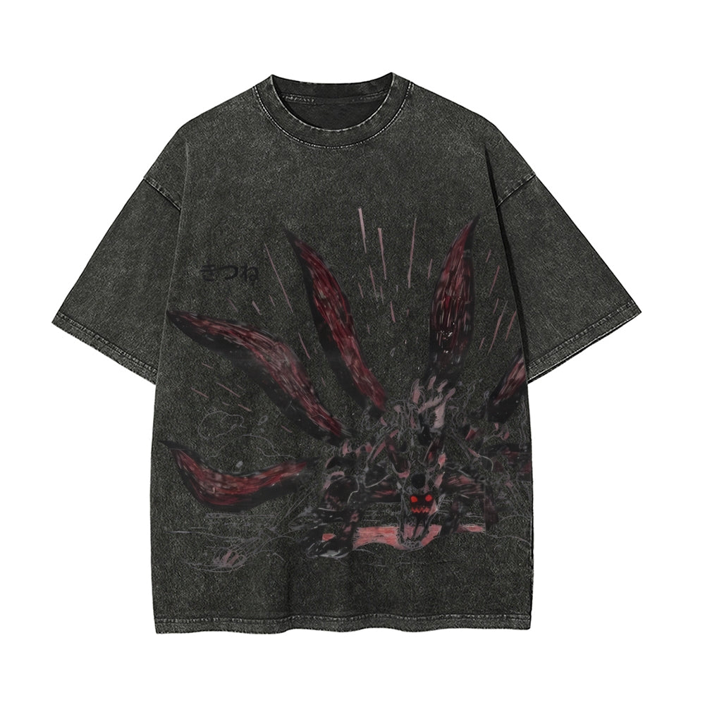Nine-tails Cloak Mod Vintage Oversized T-Shirt |Naruto