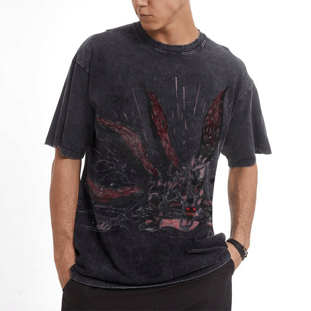 Nine-tails Cloak Mod Vintage Oversized T-Shirt |Naruto