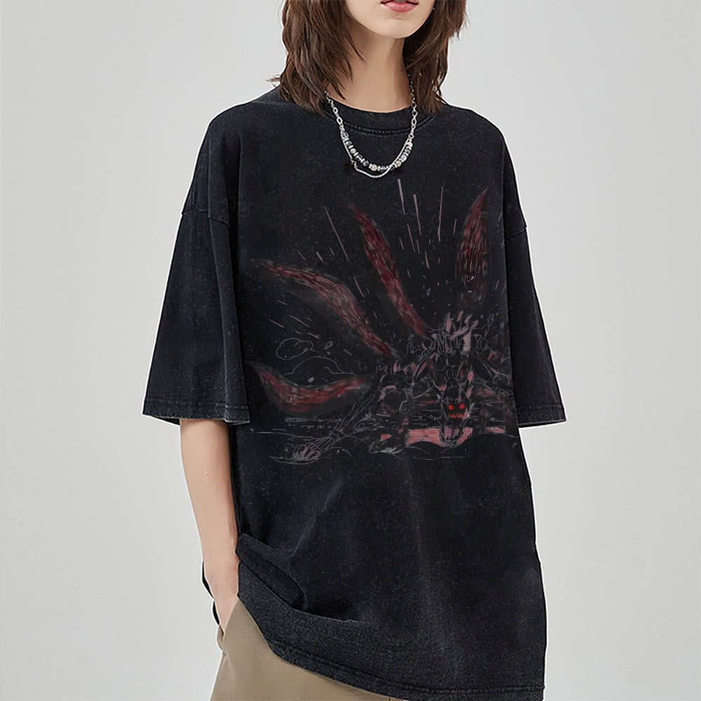 Nine-tails Cloak Mod Vintage Oversized T-Shirt |Naruto