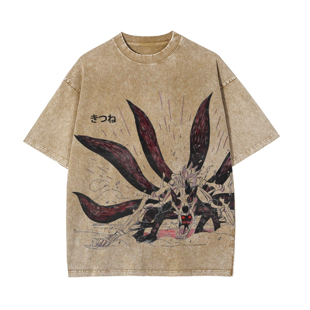 Nine-tails Cloak Mod Vintage Oversized T-Shirt |Naruto