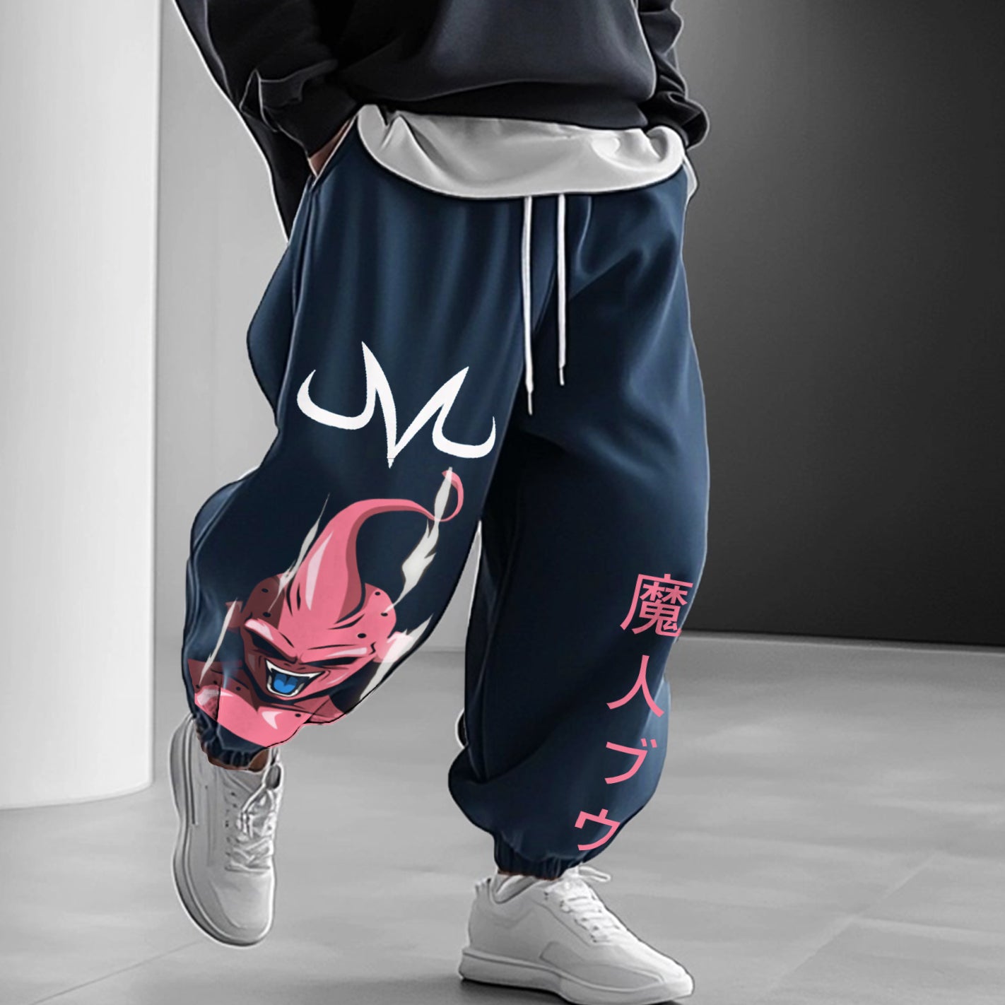 Unisex Oversized Anime Print Loose Casual Harem Pants