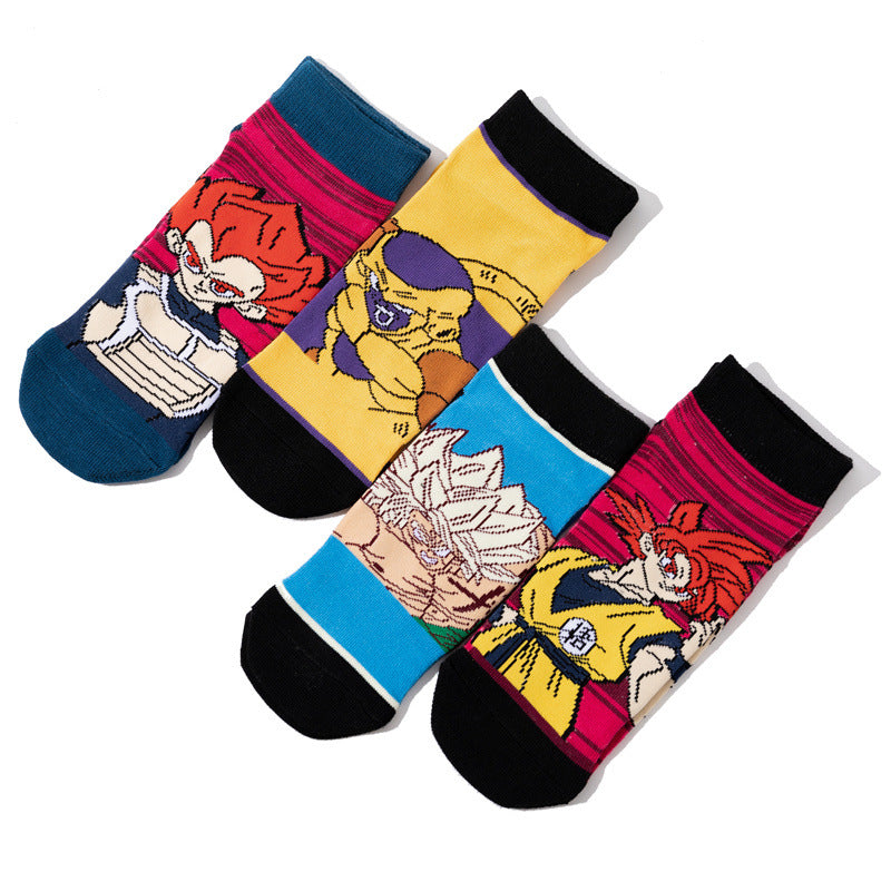 Unisex Anime Mid-tube Cotton Socks Cartoon Short Tube Trendy Personality Cotton Socks