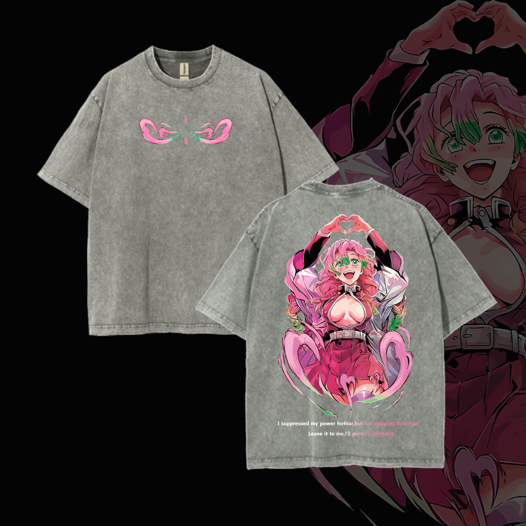 Hashira Demon Slayer Tee – Rengoku, Giyu, Tengen, Obanai, Gyomei, Mitsuri Vintage Washed Oversized T-Shirt