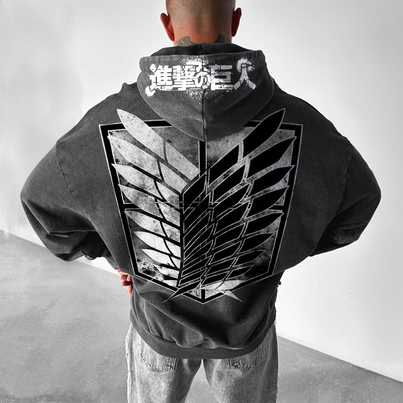 Casual Loose Anime Print Hoodie