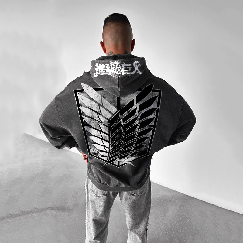 Casual Loose Anime Print Hoodie