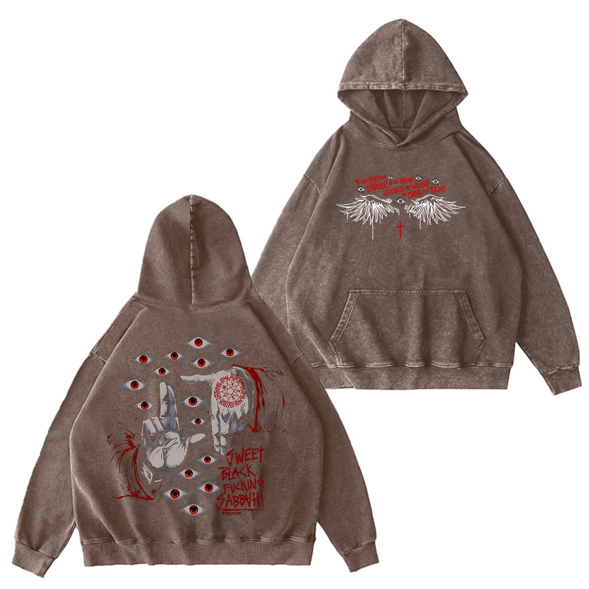 Alucard The Wings Hellsing Retro Vintage Washed Hoodie Sweatshirt