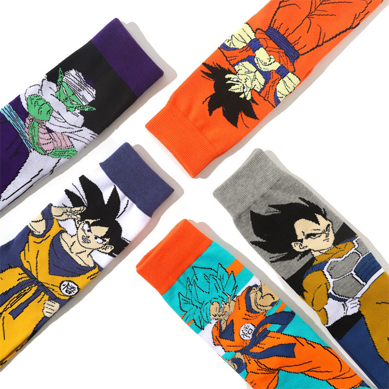 Unisex Anime Middle Tube Cotton Socks Cartoon Long Tube Trendy Personality Cotton Socks
