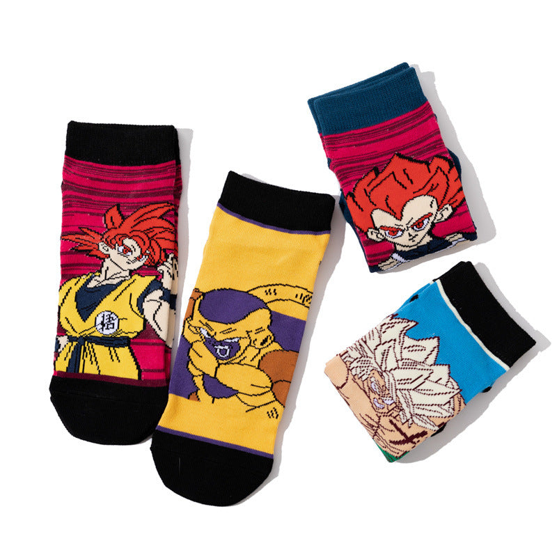Unisex Anime Mid-tube Cotton Socks Cartoon Short Tube Trendy Personality Cotton Socks
