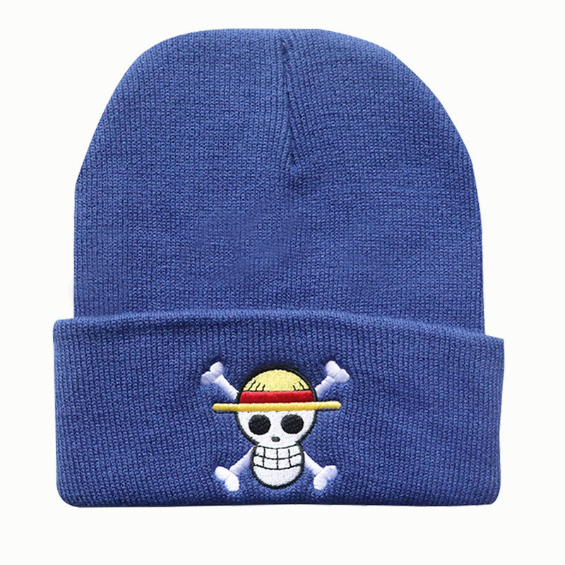 Unisex Straw Hat Anime Embroidery Warm Beanie