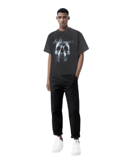 Vintage Washed Cotton T-Shirt Dog Face