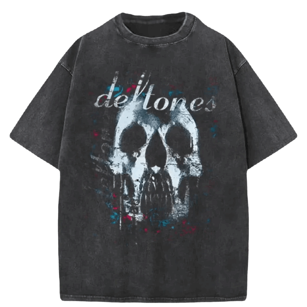 Vintage Washed Cotton T-Shirt Dog Face