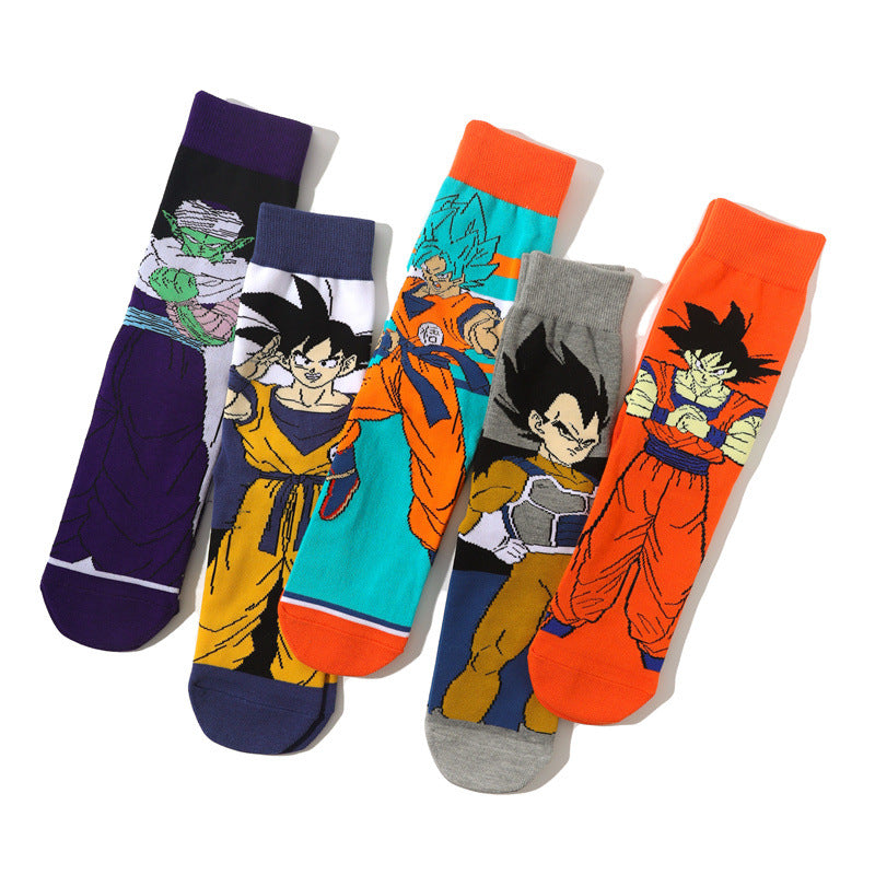 Unisex Anime Middle Tube Cotton Socks Cartoon Long Tube Trendy Personality Cotton Socks