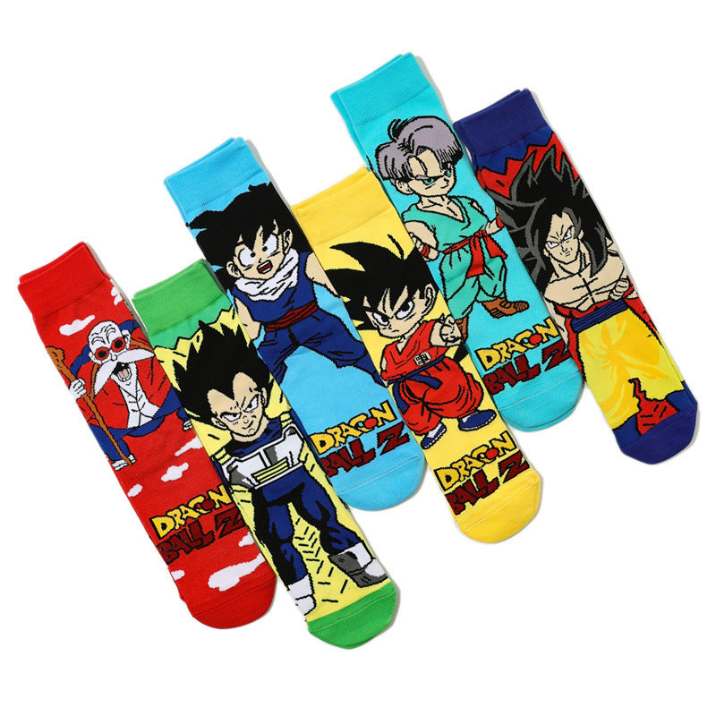 Unisex Anime Middle Tube Cotton Socks Cartoon Long Tube Trendy Personality Cotton Socks