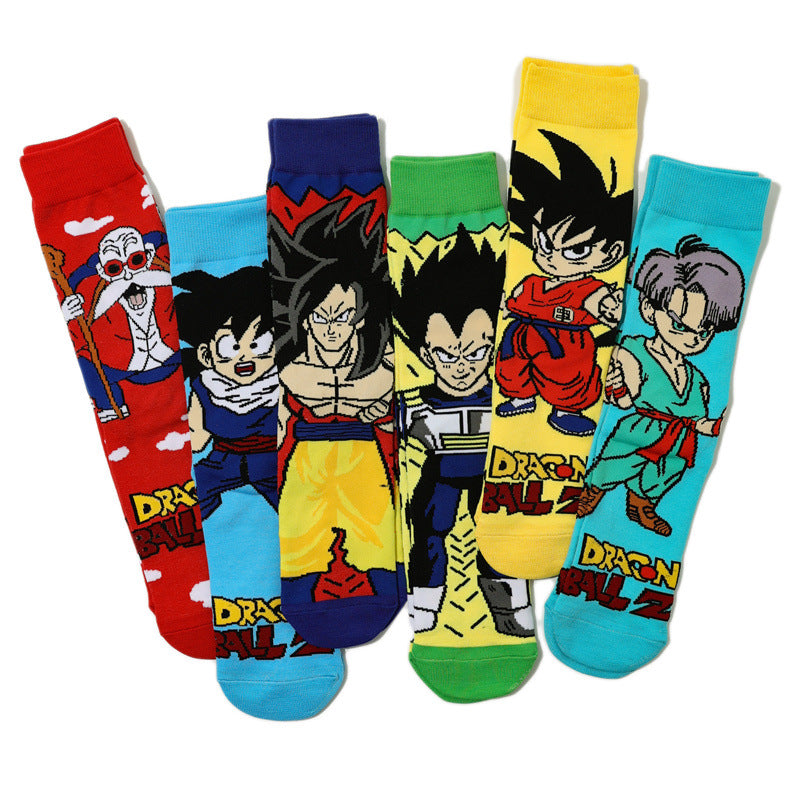 Unisex Anime Middle Tube Cotton Socks Cartoon Long Tube Trendy Personality Cotton Socks