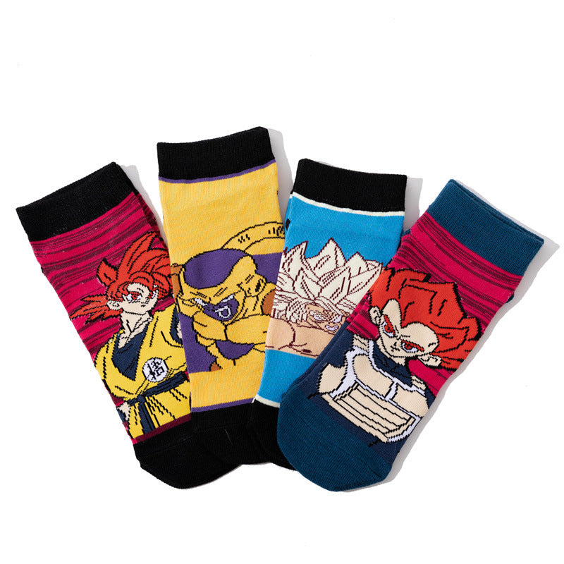 Unisex Anime Mid-tube Cotton Socks Cartoon Short Tube Trendy Personality Cotton Socks