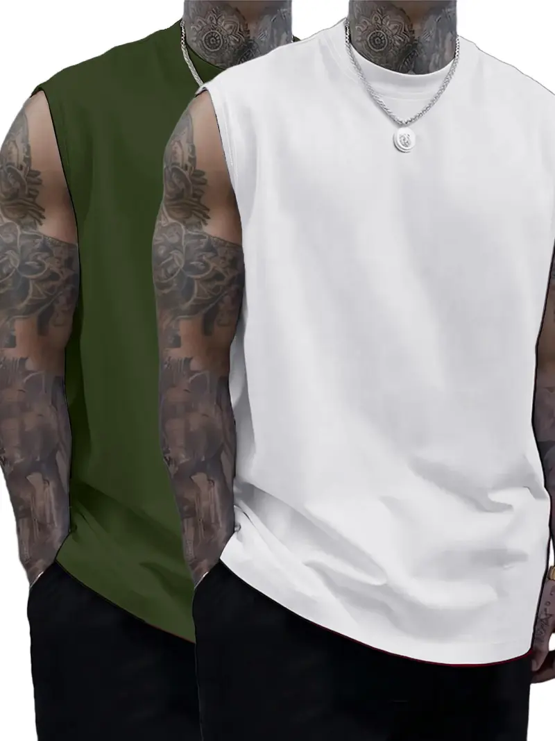 Men's Solid Color Round Neck Tank Top