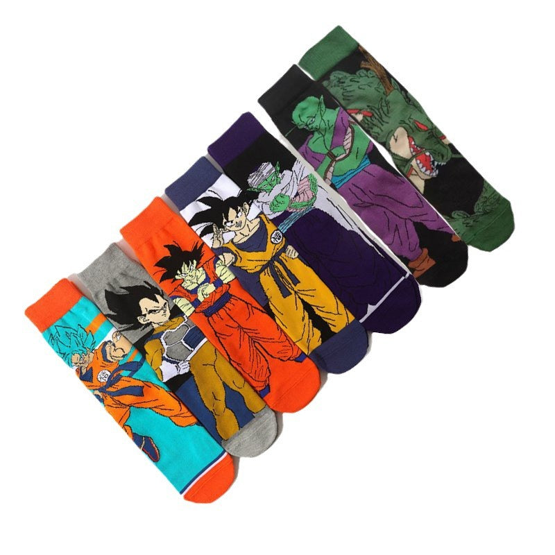 Unisex Anime Middle Tube Cotton Socks Cartoon Long Tube Trendy Personality Cotton Socks