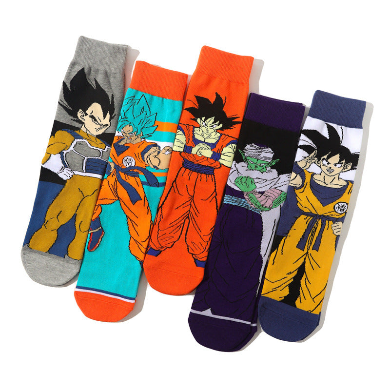 Unisex Anime Middle Tube Cotton Socks Cartoon Long Tube Trendy Personality Cotton Socks