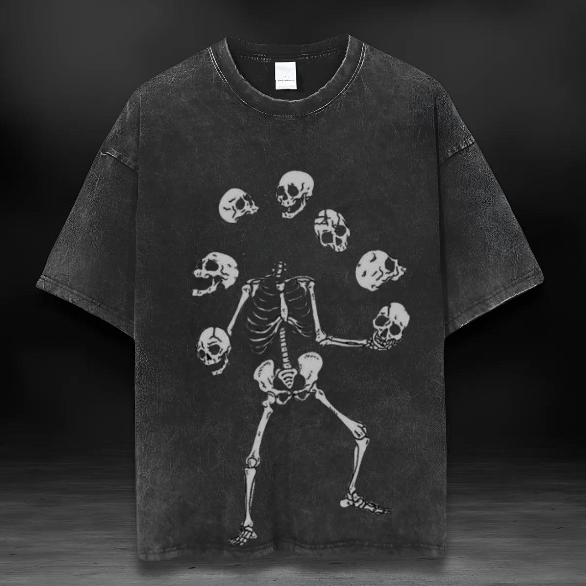 Skull Vintage Washed T-shirt-Juggling