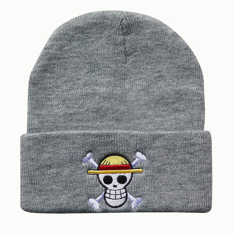 Unisex Straw Hat Anime Embroidery Warm Beanie