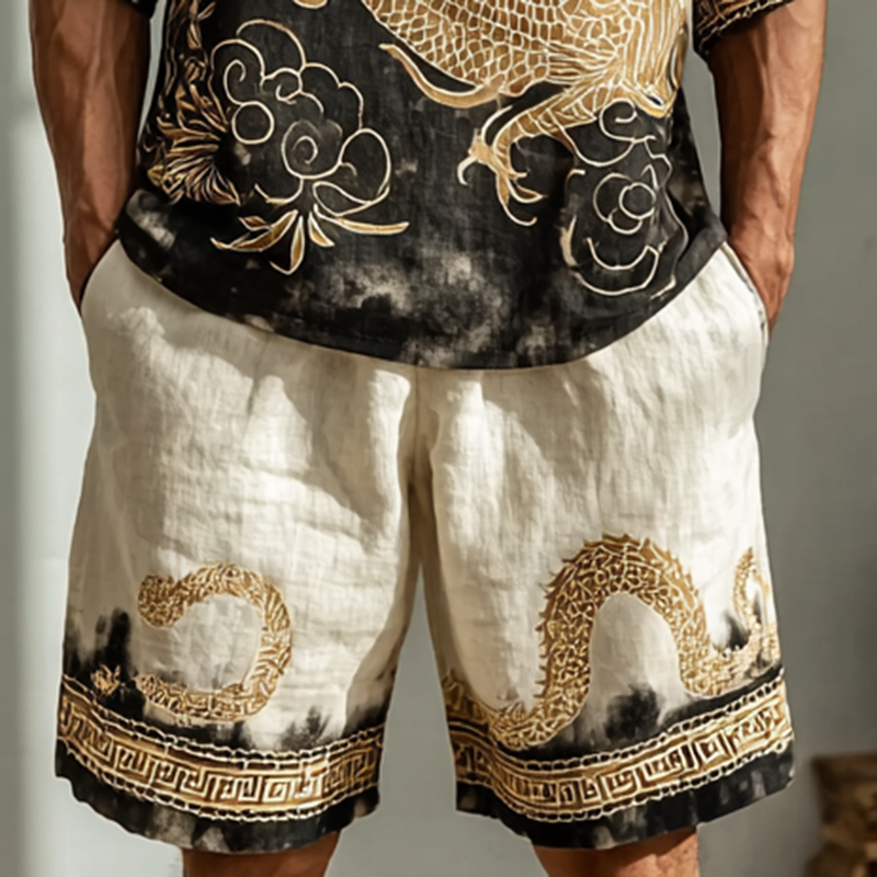 Retro Gradient Dragon Design Loose Suit
