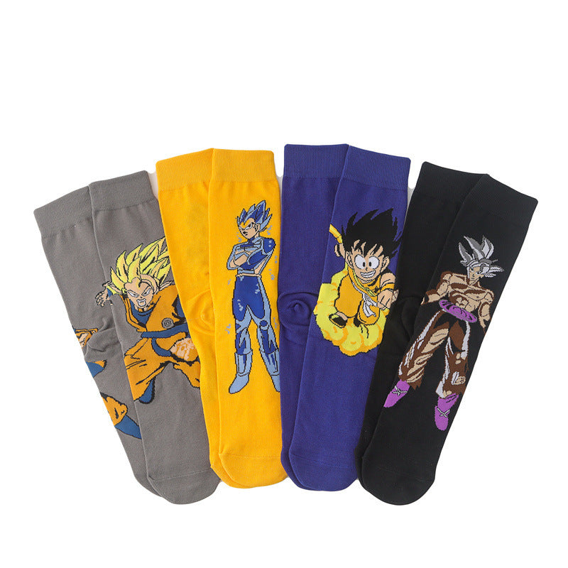 Unisex Anime Middle Tube Cotton Socks Cartoon Long Tube Trendy Personality Cotton Socks