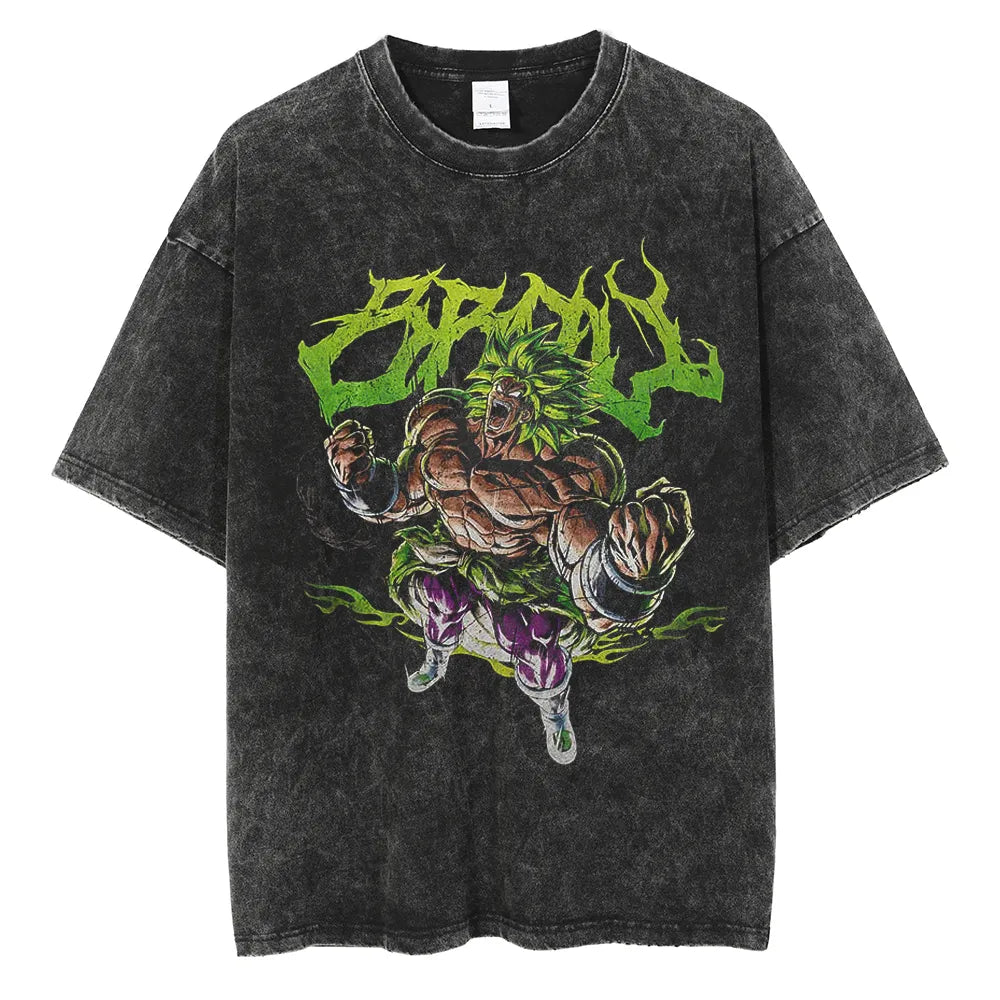 Anime Print Oversized Vintage Tee