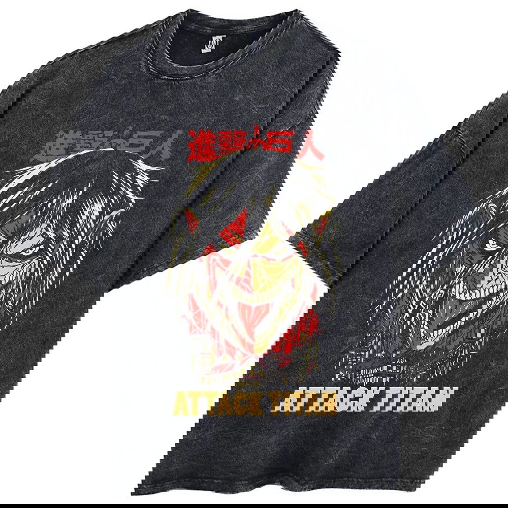 Anime Attack On Titan Washed Vintage T-Shirt Streetwear Ver. 2