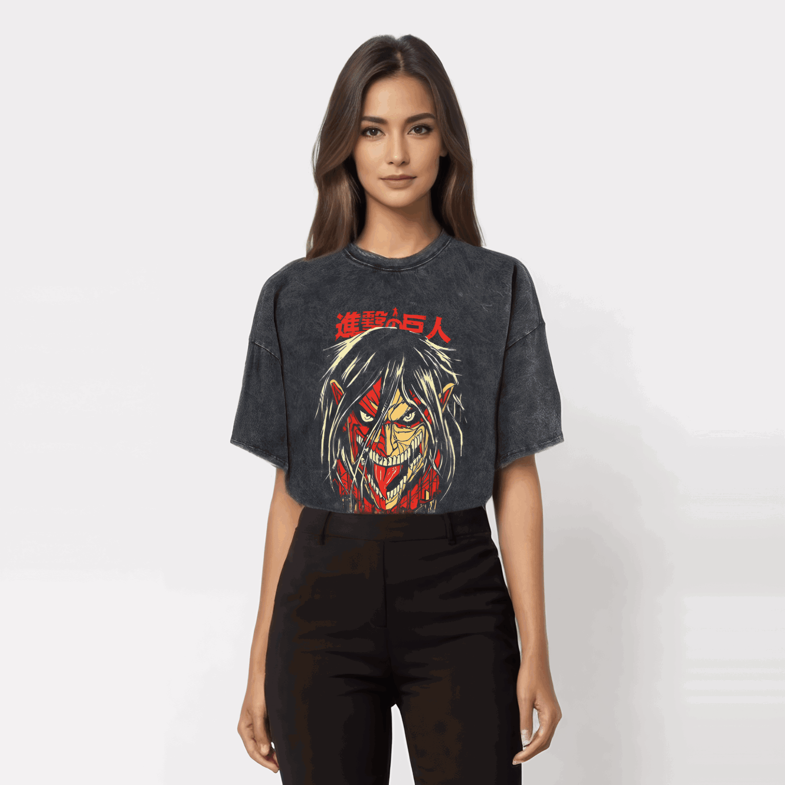 Anime Attack On Titan Washed Vintage T-Shirt Streetwear Ver. 2