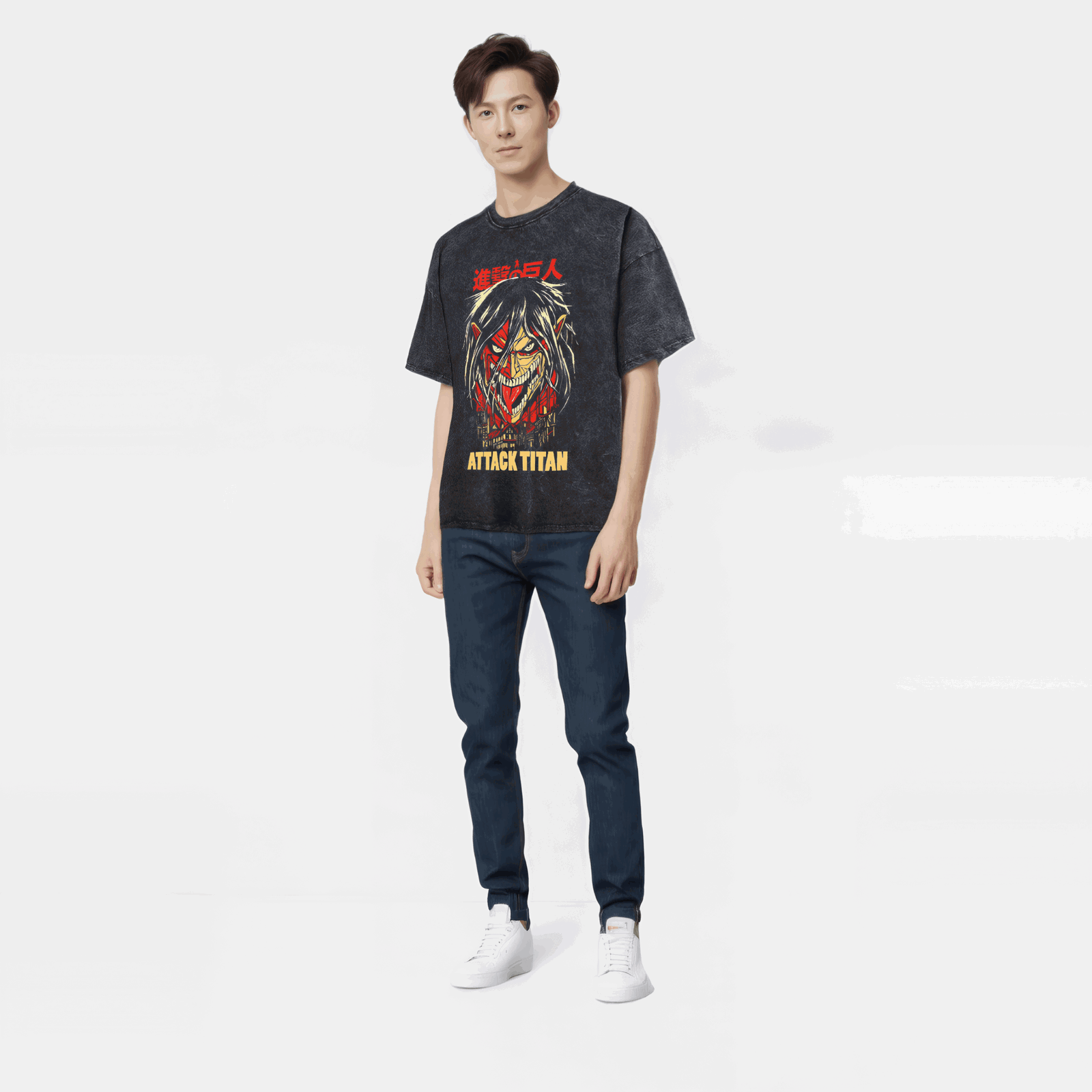 Anime Attack On Titan Washed Vintage T-Shirt Streetwear Ver. 2