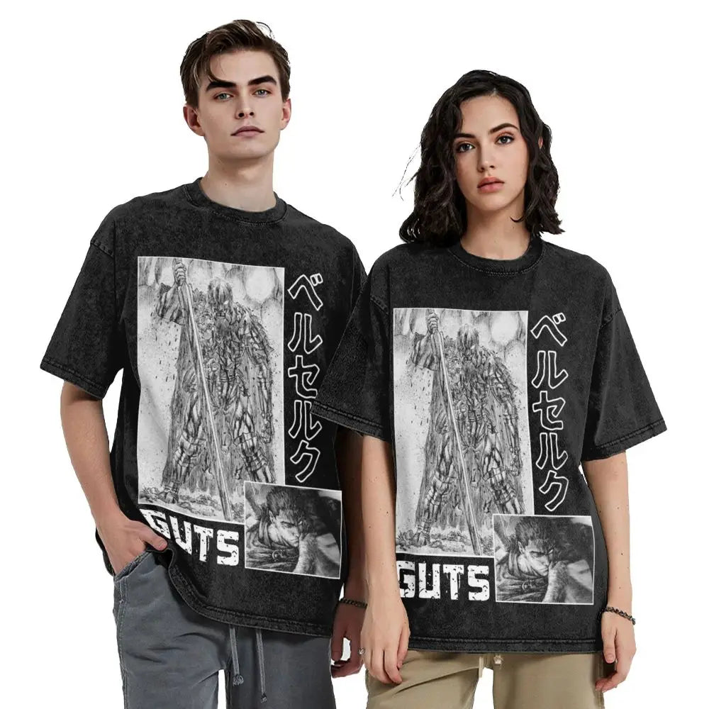 Anime Berserk Guts Victory Washed Vintage T-Shirt