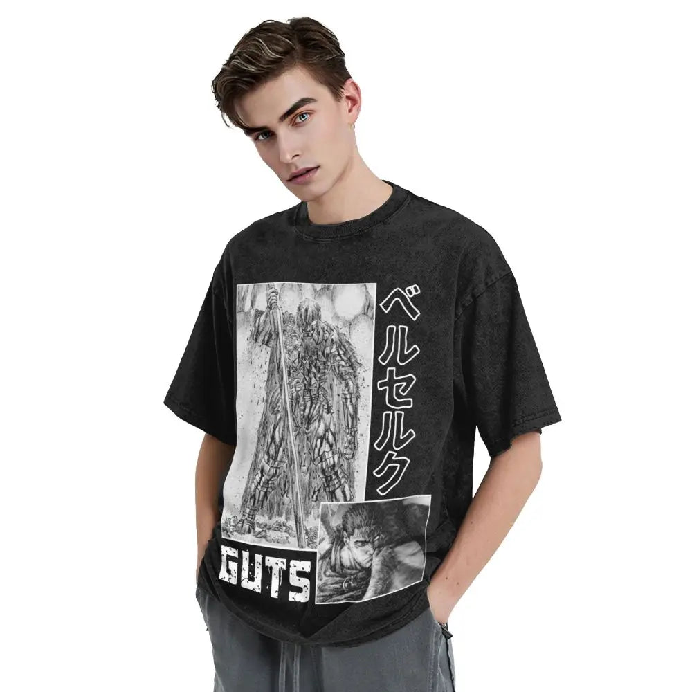 Anime Berserk Guts Victory Washed Vintage T-Shirt