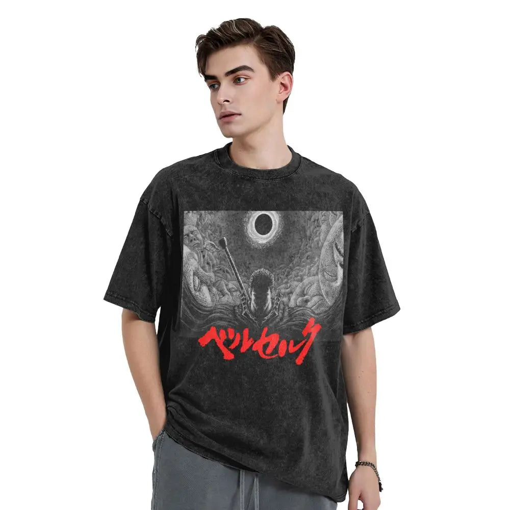 Anime Berserk Guts Washed Vintage T-Shirt - Fight Mode