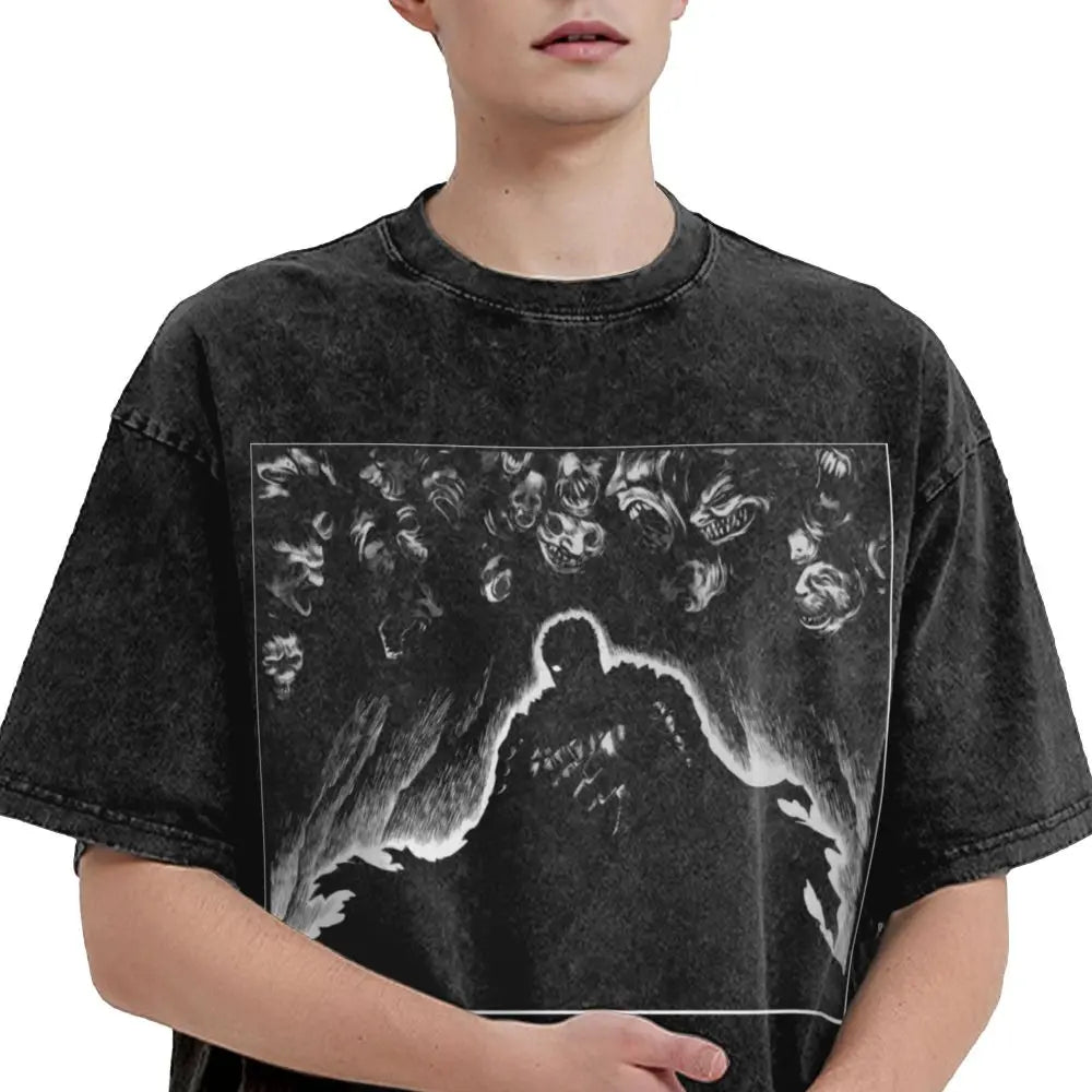 Anime Berserk Guts Washed Vintage T-Shirt - Fight Mode