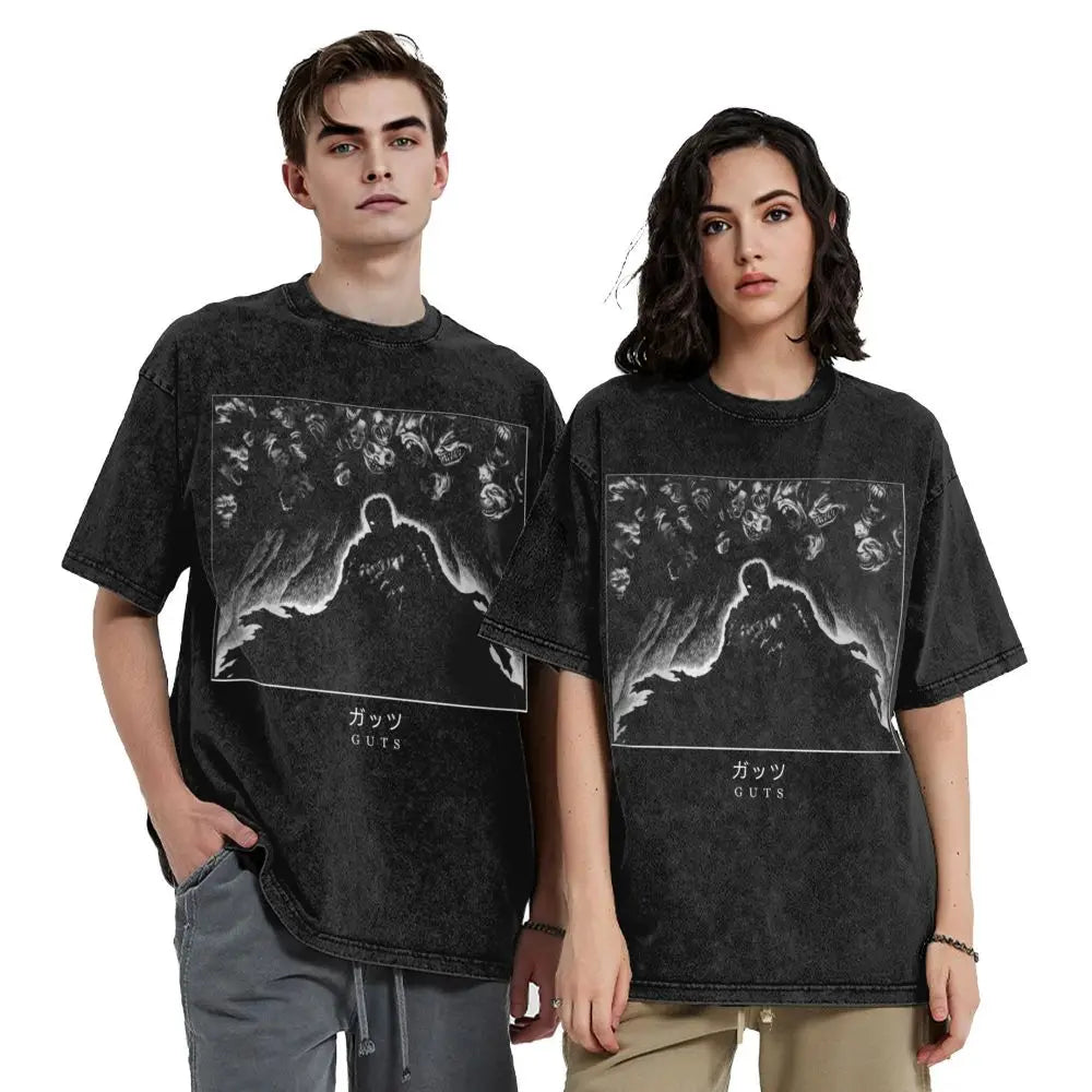 Anime Berserk Guts Washed Vintage T-Shirt - Fight Mode