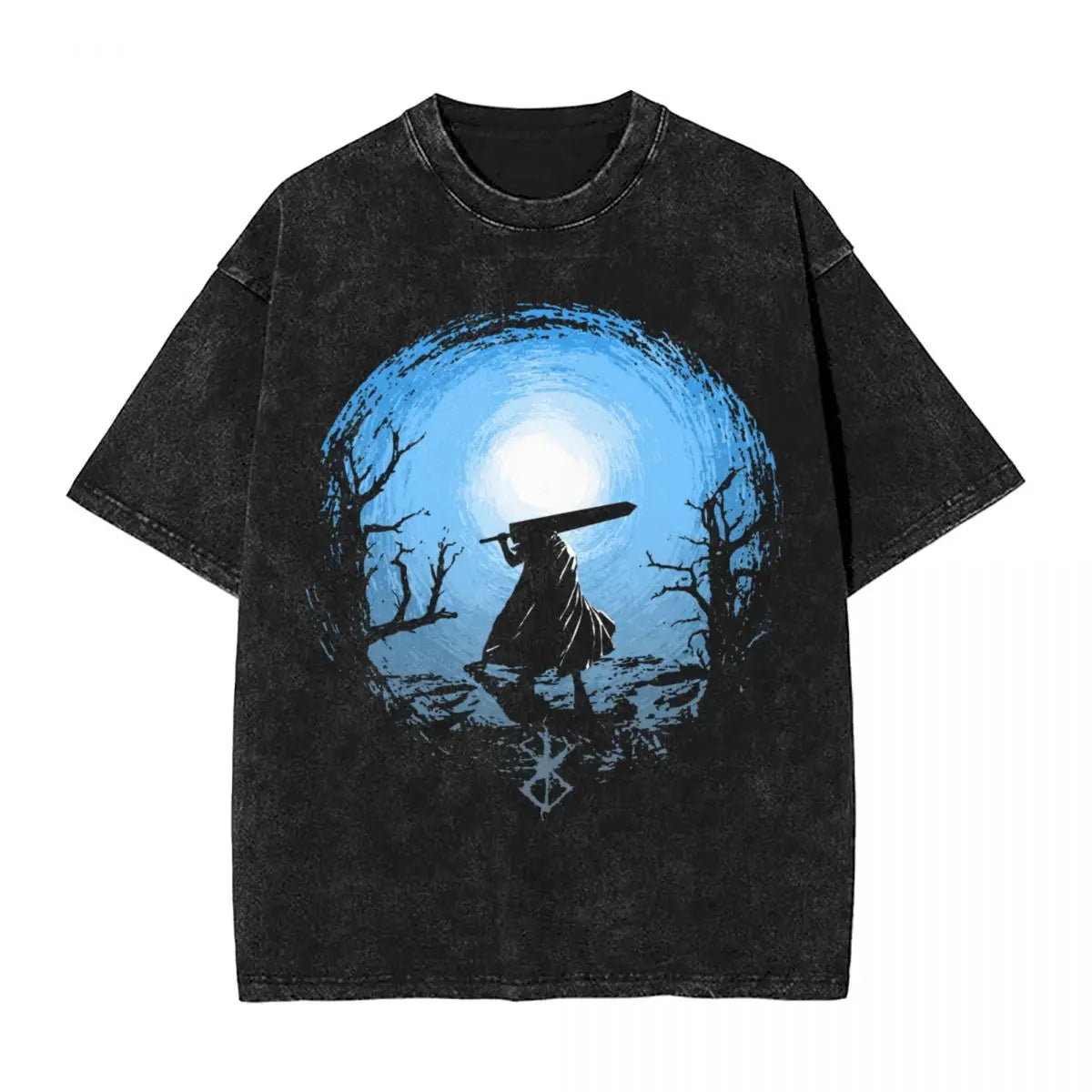 Anime Berserk Guts Washed Vintage T-Shirt - Ver. Blue Sky