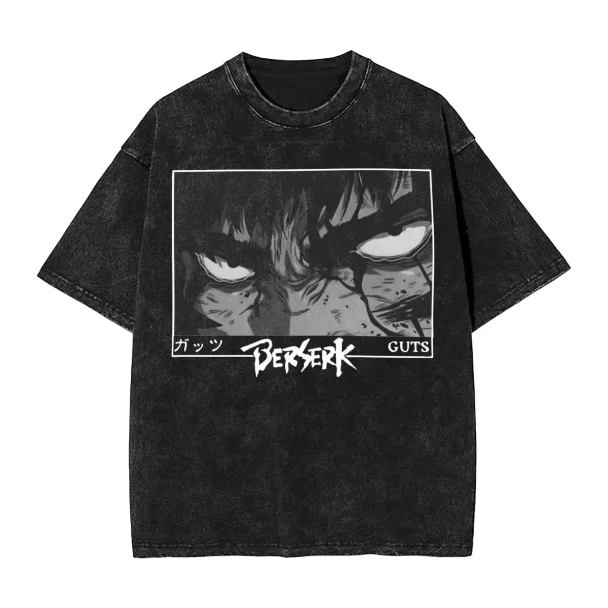 Anime Berserk Guts Washed Vintage T-Shirt - Ver. Face of the Champ