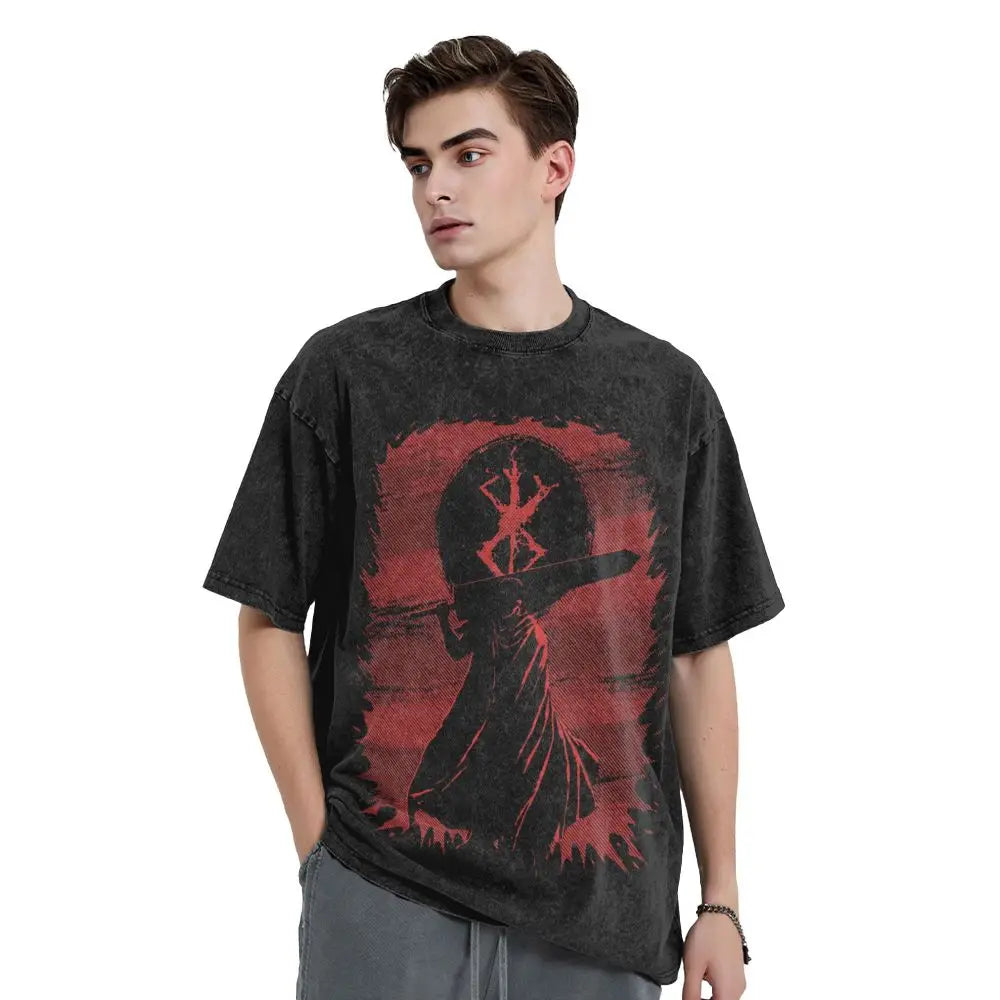 Anime Berserk Guts Washed Vintage T-Shirt - War Ride