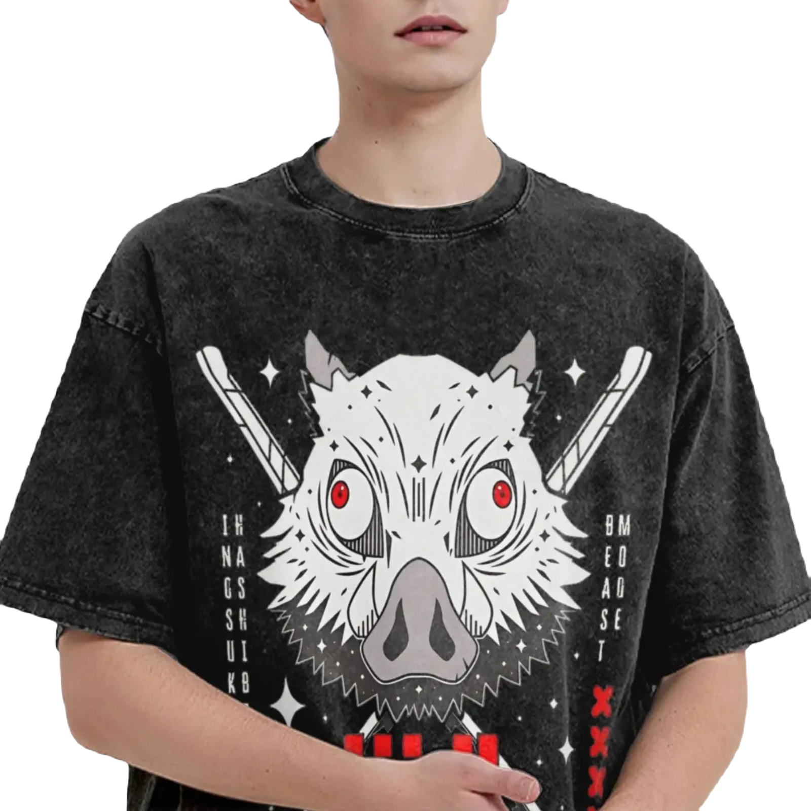 Anime Washed Cotton T-Shirt - Beast Demon Slayers