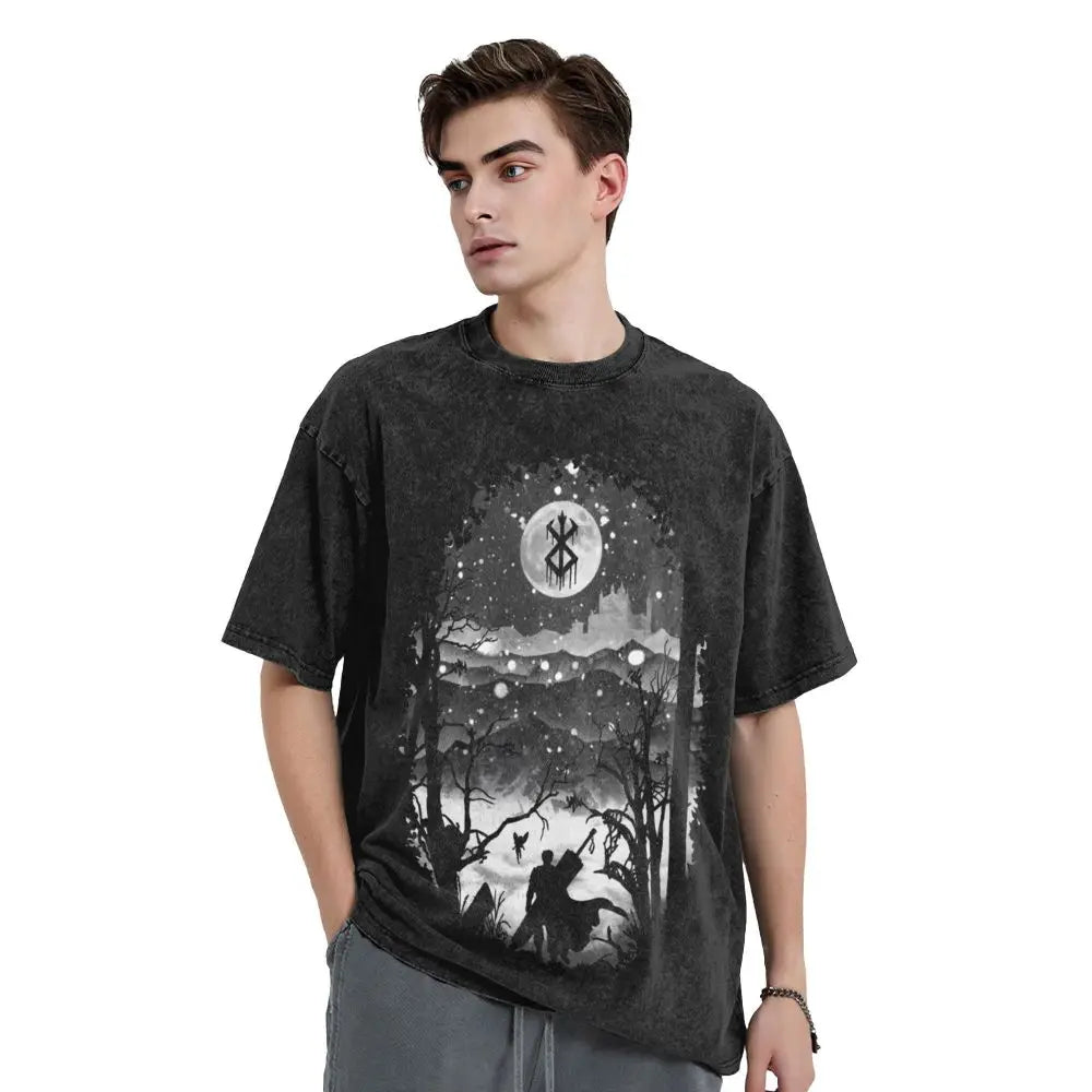 Berserk Guts Anime Washed Vintage T-Shirt - Ver. Night
