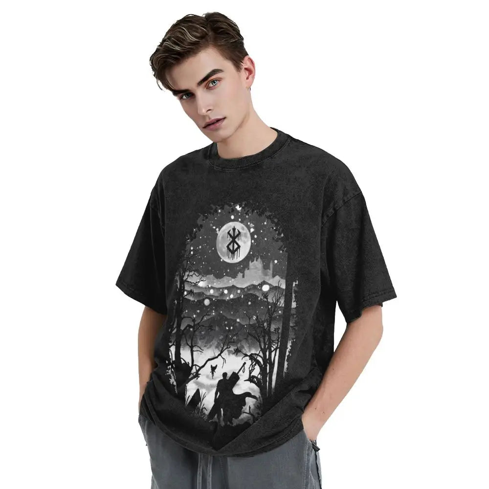 Berserk Guts Anime Washed Vintage T-Shirt - Ver. Night