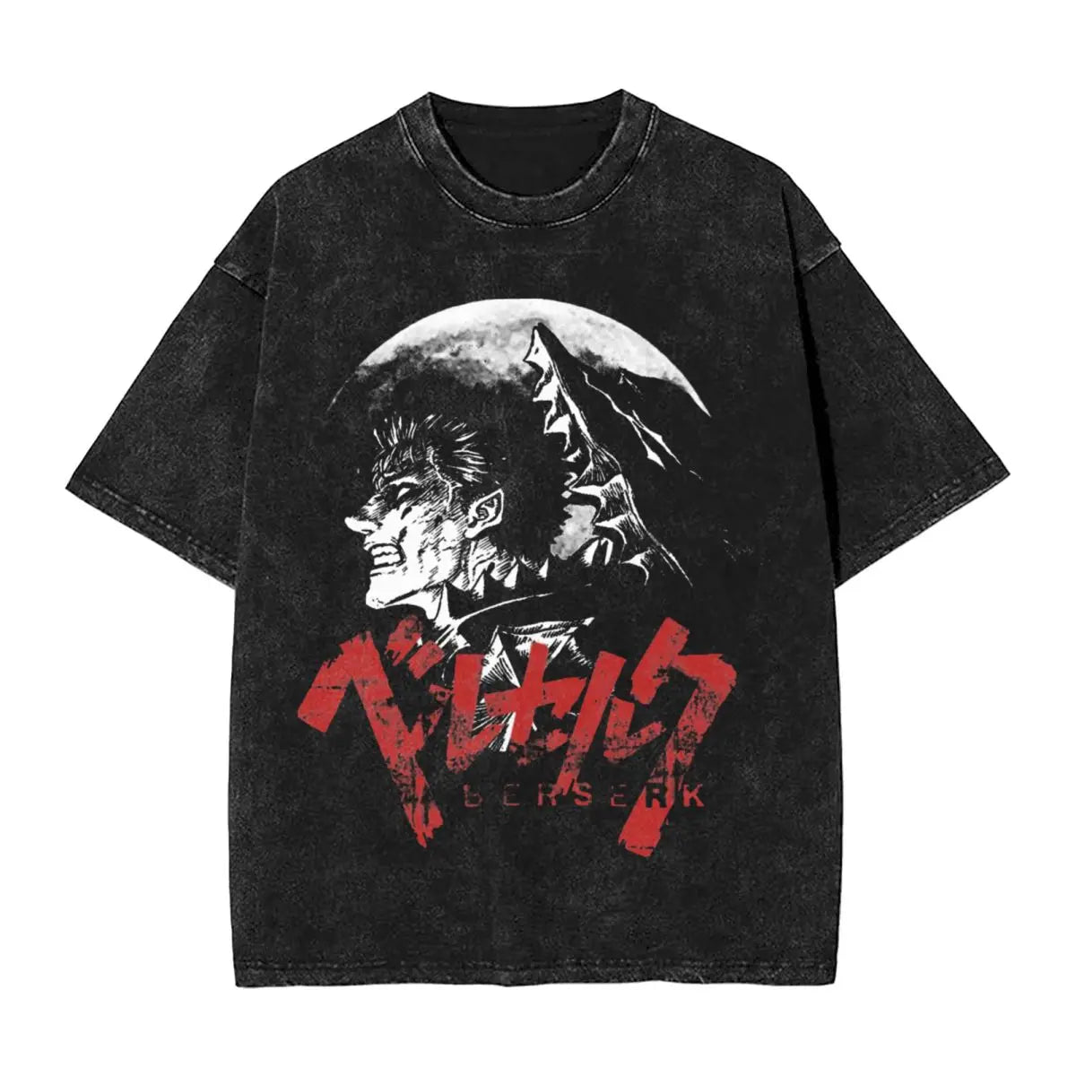 Berserk Guts Washed Anime Vintage T-Shirt - Ver. Mad Moon