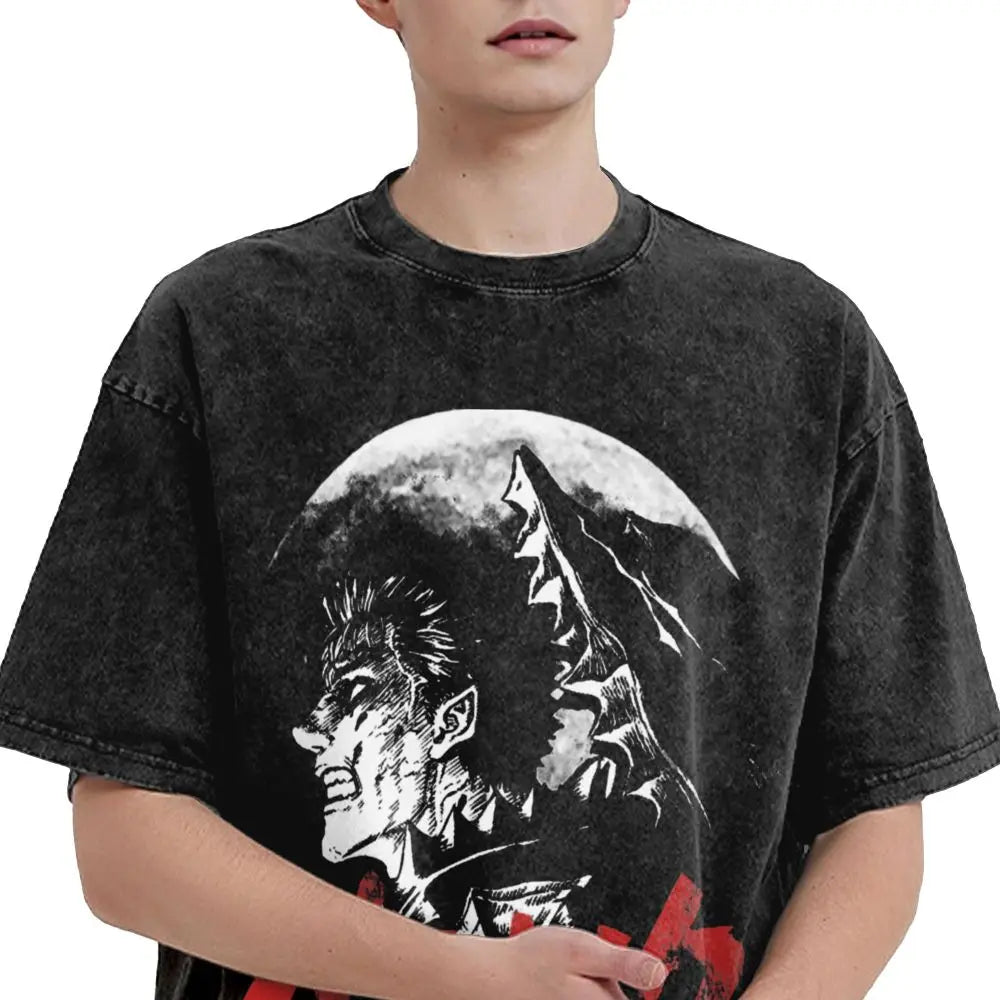 Berserk Guts Washed Anime Vintage T-Shirt - Ver. Mad Moon