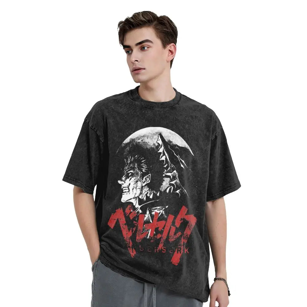 Berserk Guts Washed Anime Vintage T-Shirt - Ver. Mad Moon