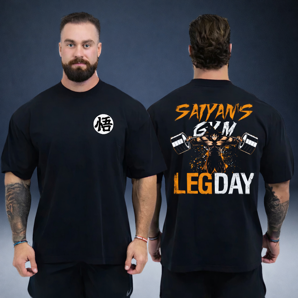 Oversized T-Shirt Oversized leg day Goku GYM Black