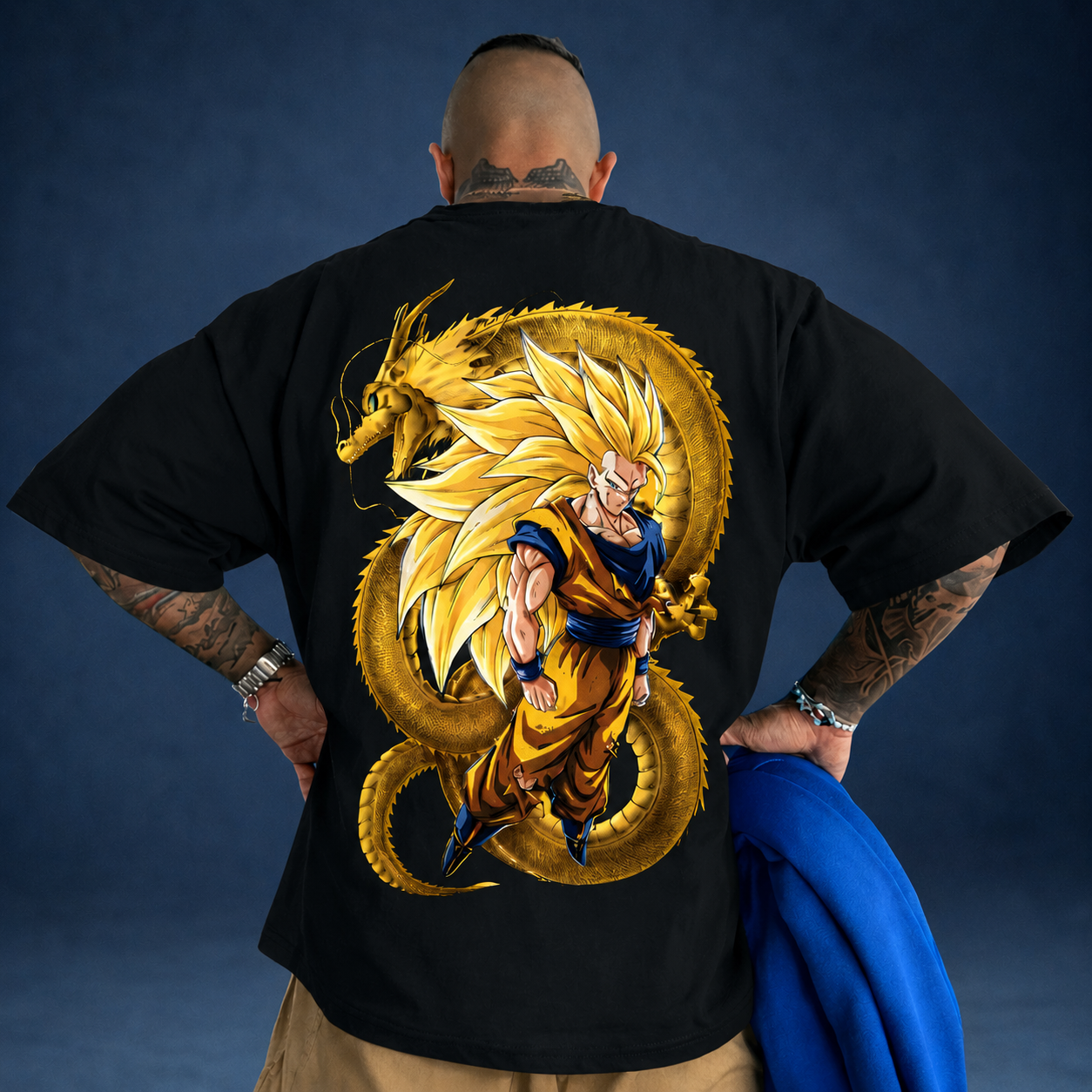 Oversized T-Shirt Oversized Streetwear Son Goku Super saiyajin 3 Black