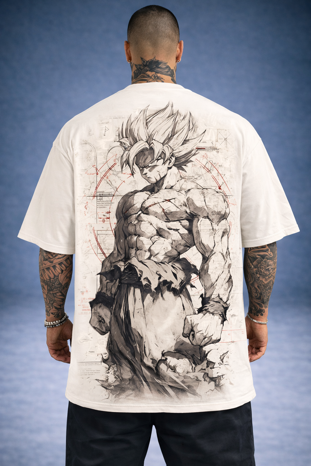 Oversized T-Shirt Oversized Treino Techfitbr Goku Premium White