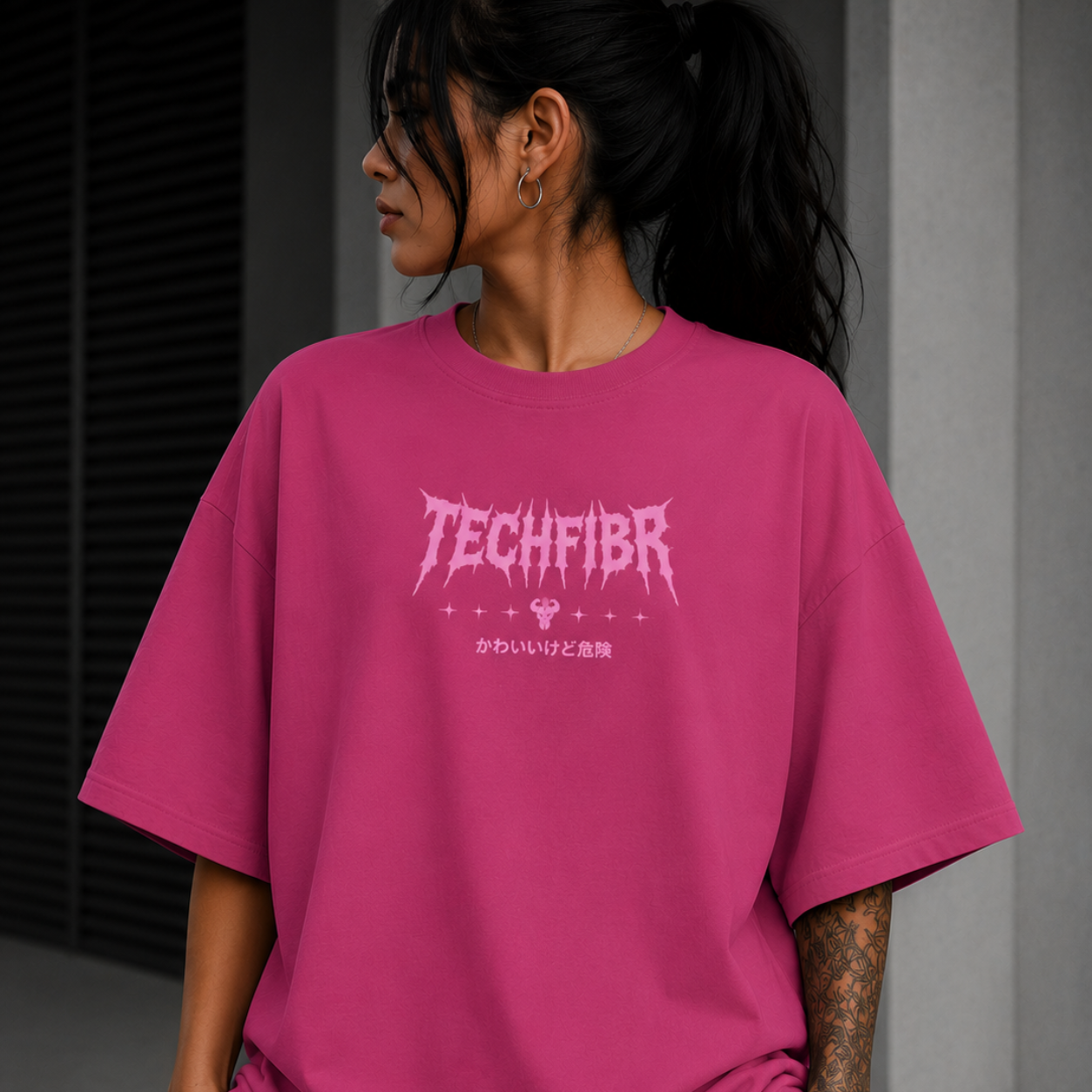 Oversized T-Shirt Oversized Feminina Kuromi Kawaii Streetwear TechFibr Pink