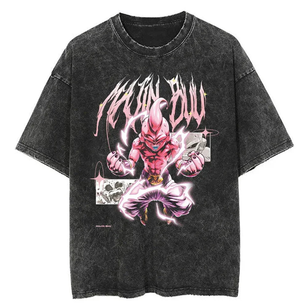 Dragon Ball Majin Buu - Washed Vintage Oversize T-Shirt - Anime Streetwear